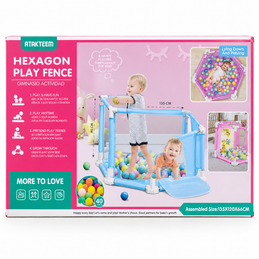 Hexagon Baby Play Fence — Safe Play Area with Crawl-Through Design