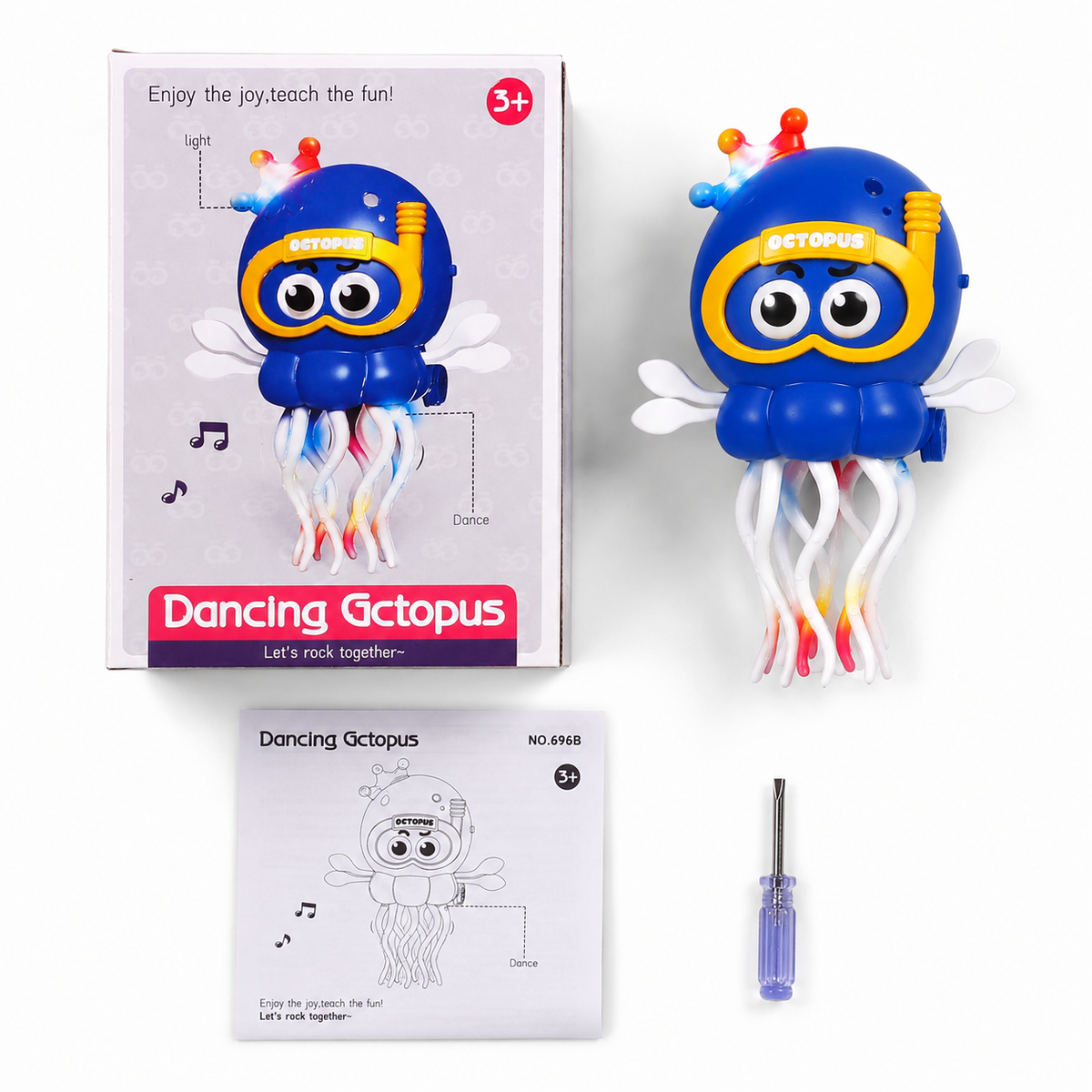 Dancing Octopus Musical Toy — Light Up Tentacles, Battery Operated