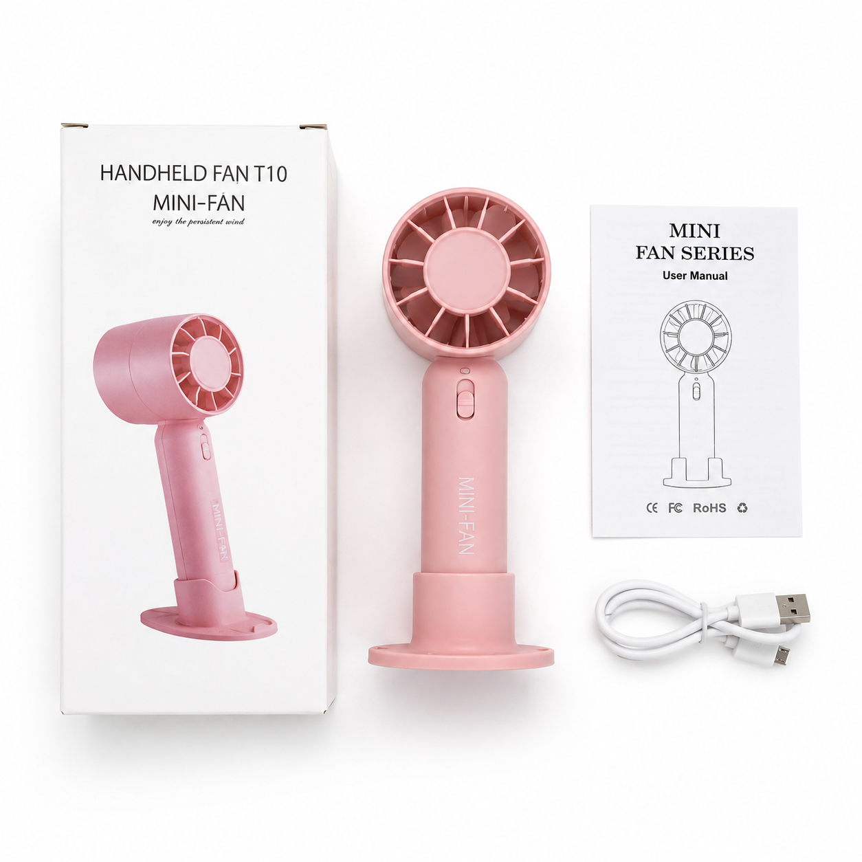 T10 mini fan folded flat for carrying