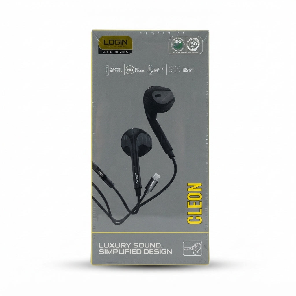 Login Cleon Type-C Wired Earphones — Volume Control, Built-in Mic