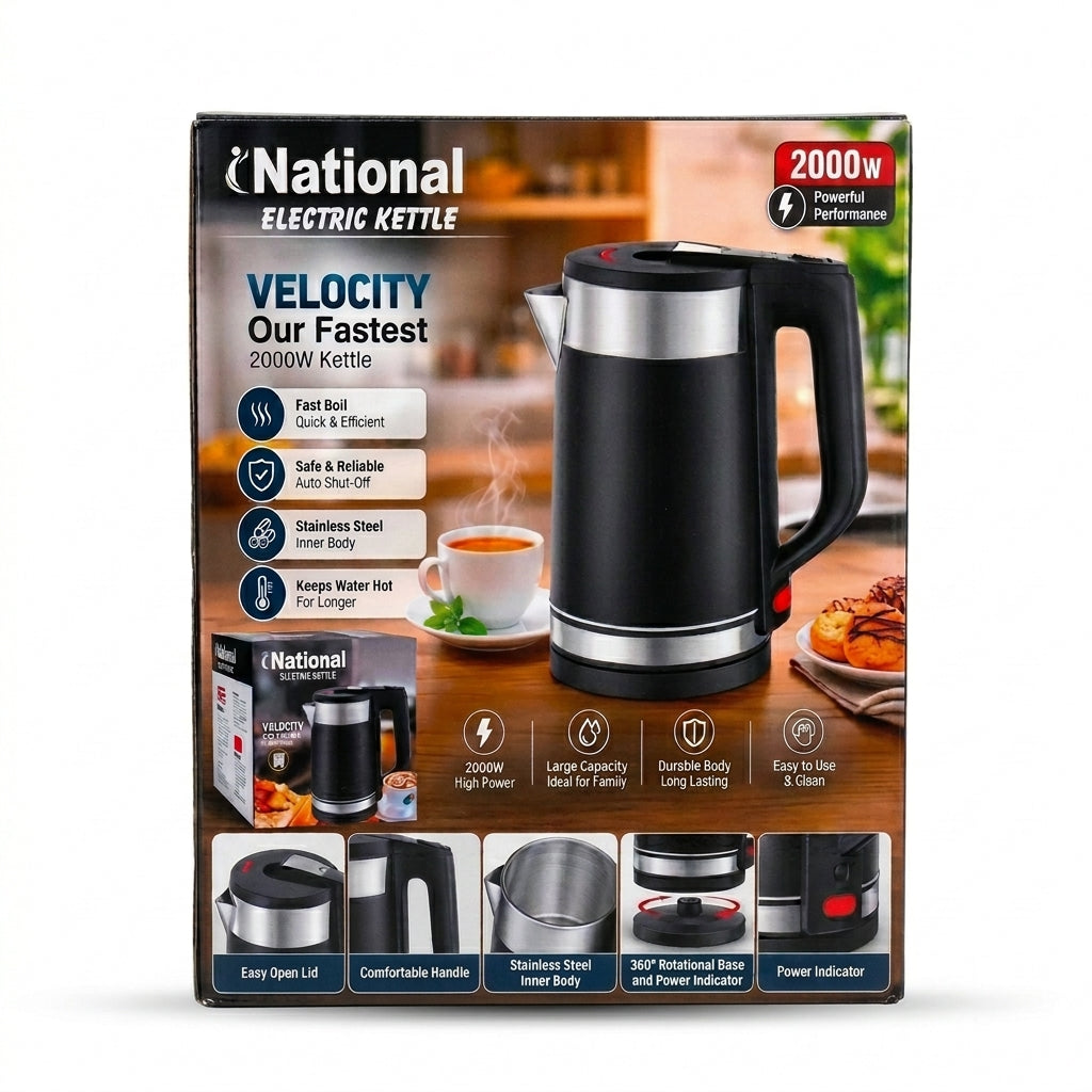 Kenwood Pro-Safe Electric Kettle 2.0L — Double-Wall Black, Model 2025 (AZ-18)
