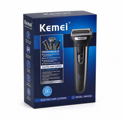 Kemei KM-6332 3-in-1 Rechargeable Grooming Kit — Hair Clipper, Beard & Nose Trimmer
