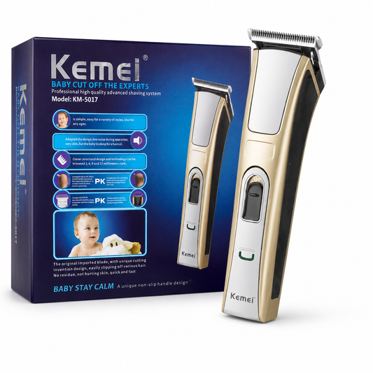 Kemei KM-5017 Rechargeable Hair Clipper & Trimmer — Low Noise, 3/6/9/12mm Combs
