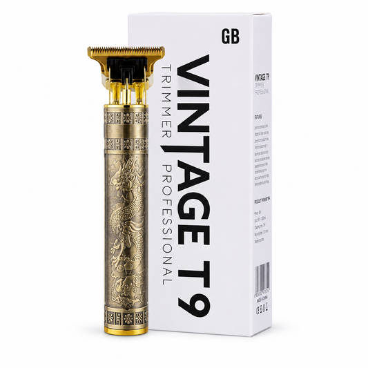 Vintage T9 Professional Cordless Trimmer — Zero Gap T-Blade, Metal Body, USB Rechargeable