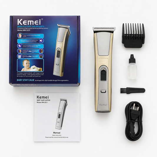 Kemei KM-5017 Rechargeable Hair Clipper & Trimmer — Low Noise, 3/6/9/12mm Combs