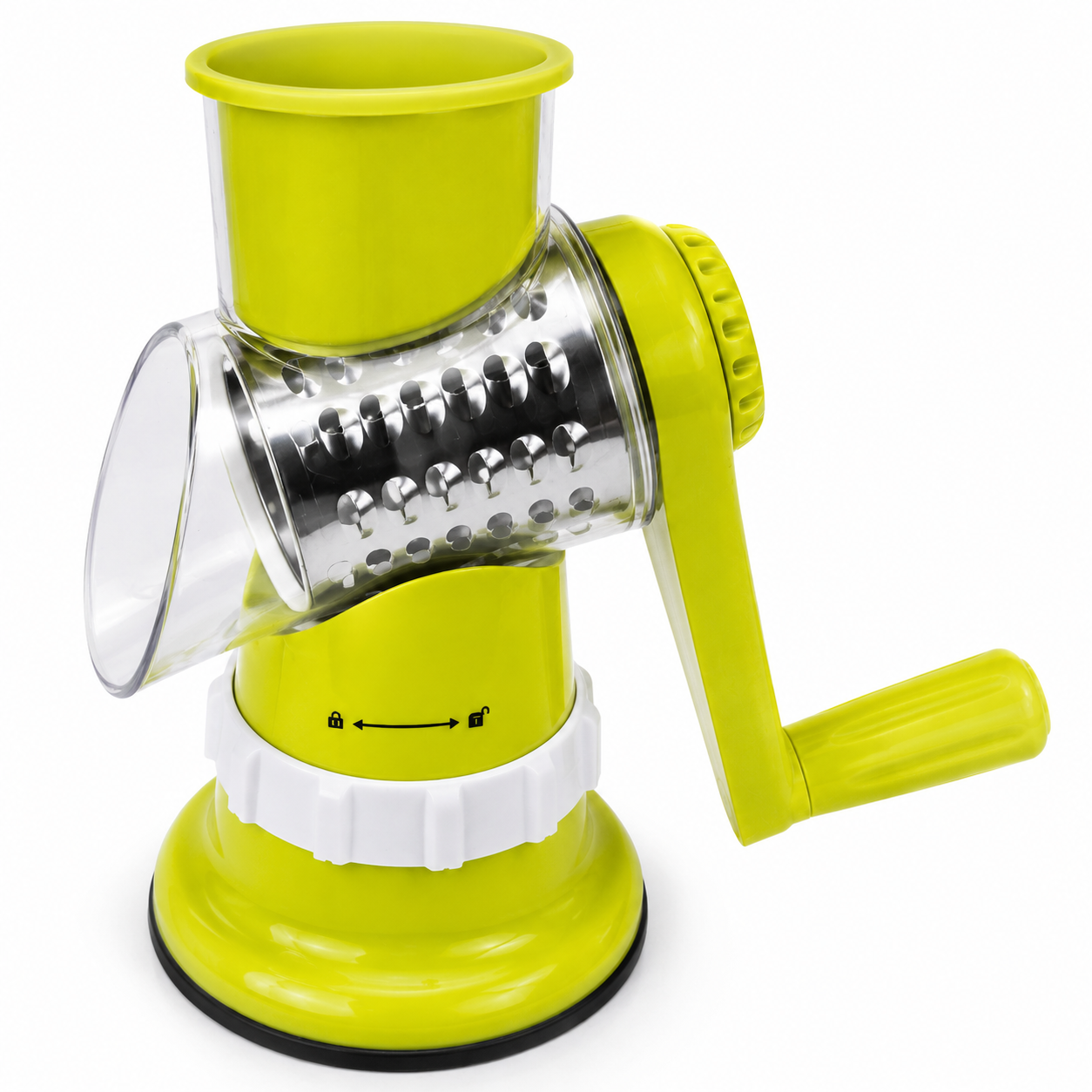 3 in 1 Multifunctional Vegetable Cutter — Rotary Drum Slicer, Grater & Shredder with Suction Base