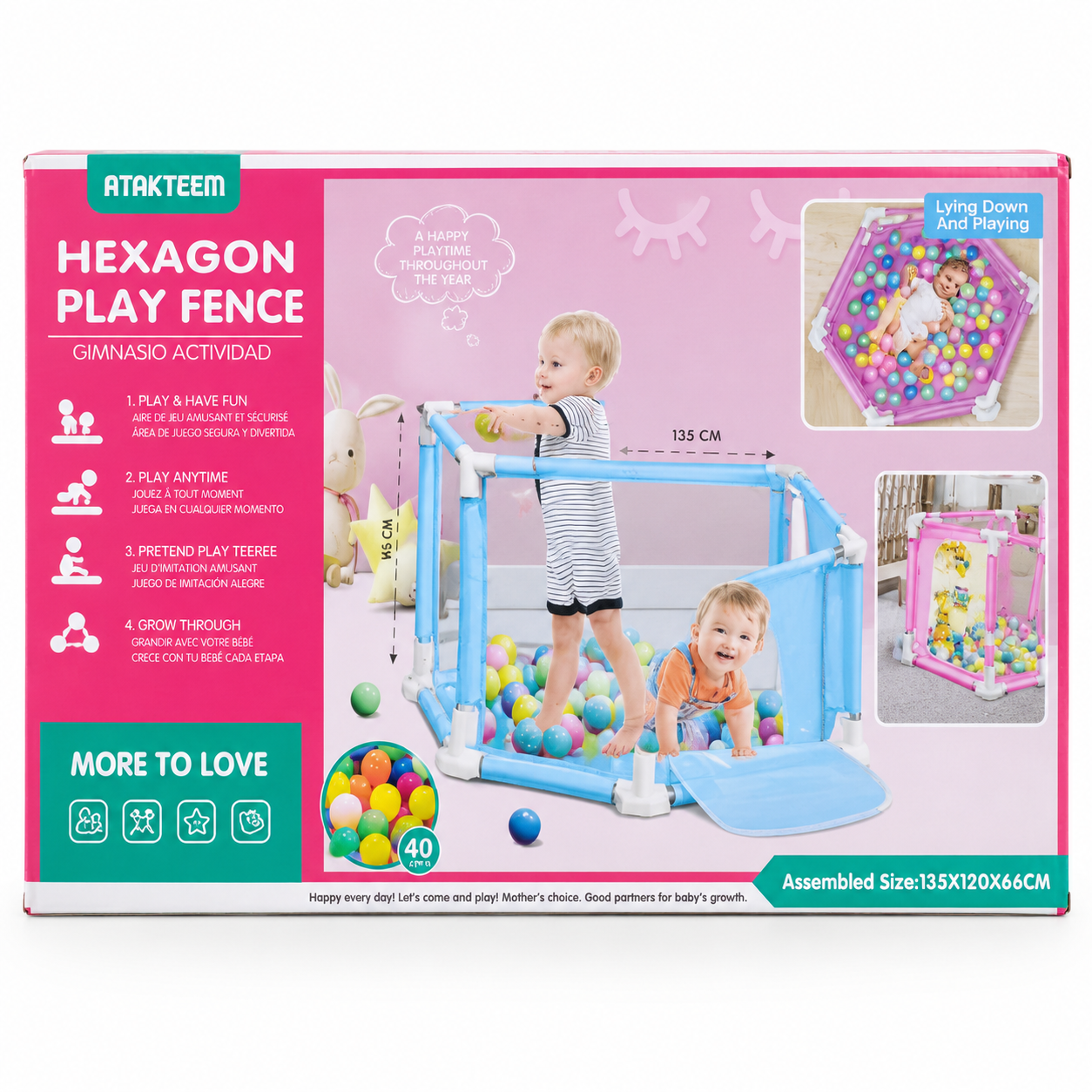 Hexagon Baby Play Fence — Safe Play Area with Crawl-Through Design