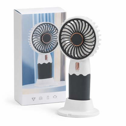 Mini desk fan with removable stand, rechargeable
