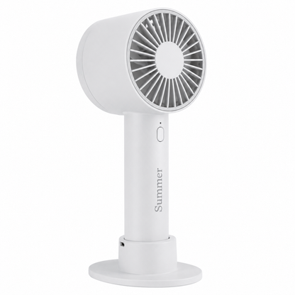 T10 mini handheld fan with fold out desk stand
