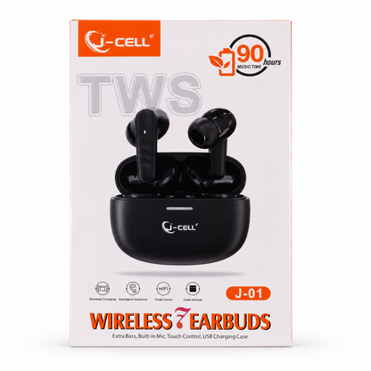 Q-CELL J-01 package contents flat lay with cable