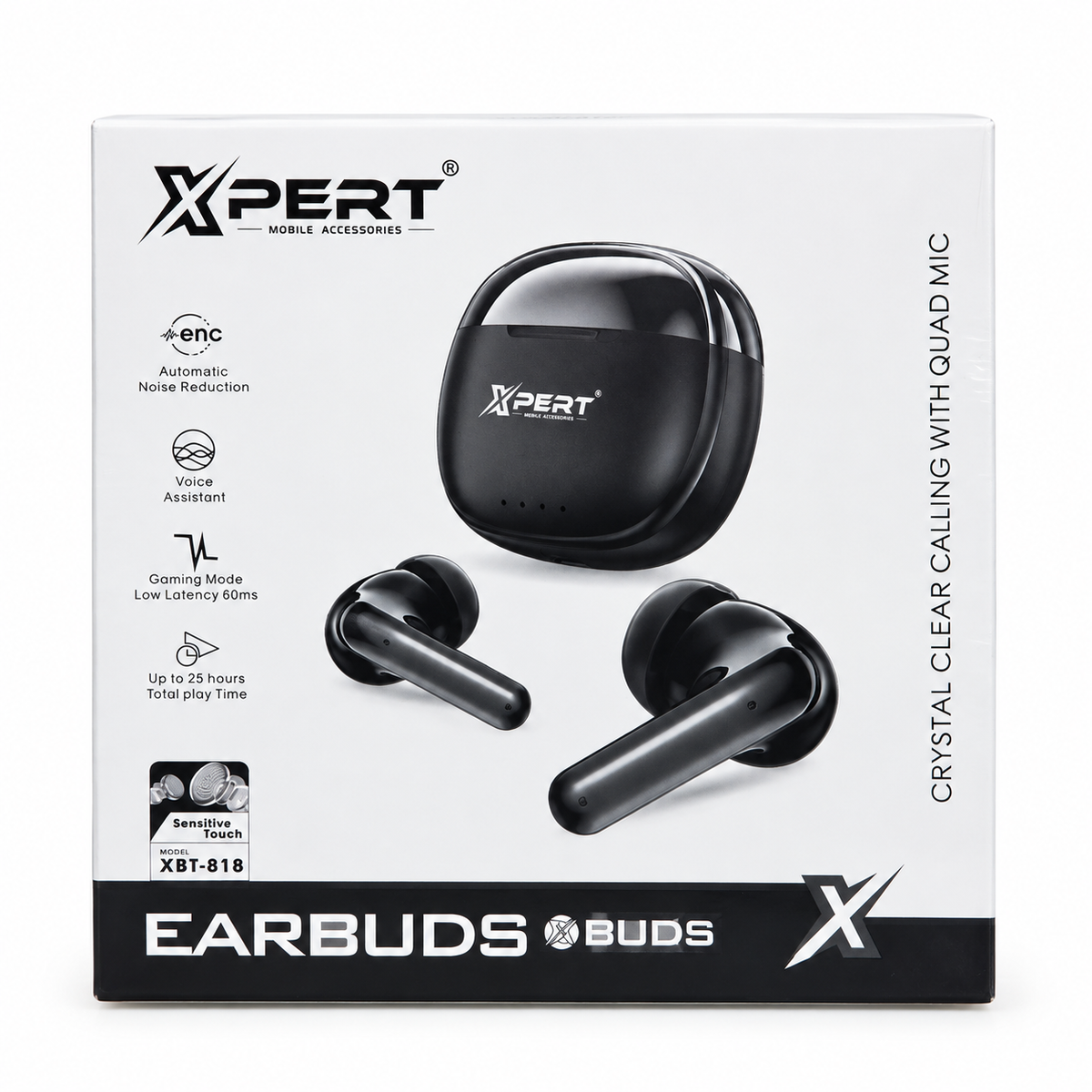 Xpert XBT-818 Wireless Earbuds — ENC, Quad Mic, Gaming Mode