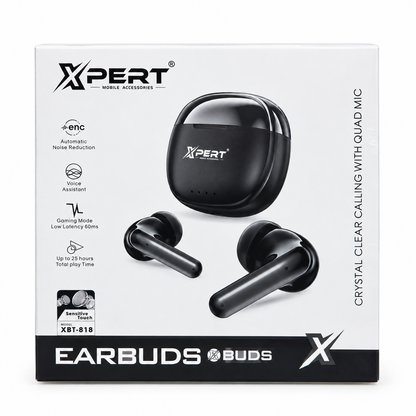 Xpert XBT-818 Wireless Earbuds — ENC, Quad Mic, Gaming Mode