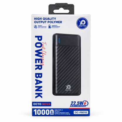 Octo Nova OC-PB010 10000mAh Power Bank — 22.5W Fast Charging, USB/Type-C Output