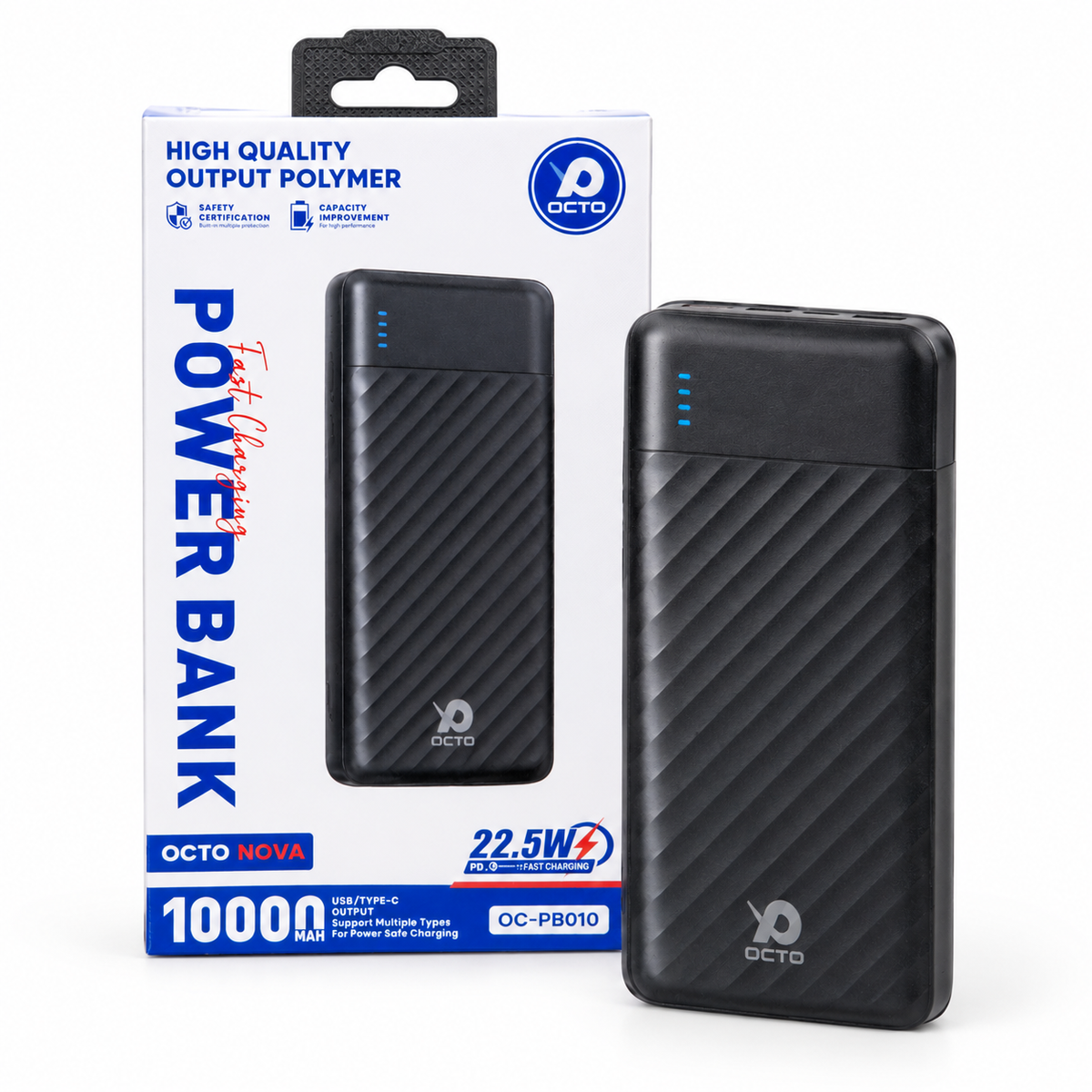 Octo Nova OC-PB010 10000mAh Power Bank — 22.5W Fast Charging, USB/Type-C Output