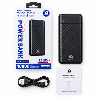 Octo Nova OC-PB010 10000mAh Power Bank — 22.5W Fast Charging, USB/Type-C Output