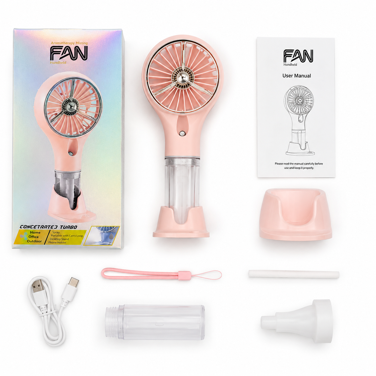 Handheld Misting Fan — Portable Turbo Fan with Water Spray