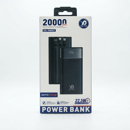 Octo Pulse OC-PB007 20000mAh Power Bank — 22.5W Fast Charging, Digital Display