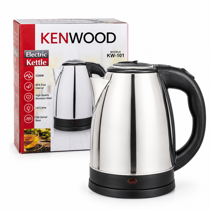 Kenwood KW-101 Electric Kettle — 2.0L, 2200W Stainless Steel, 360° Swivel Base