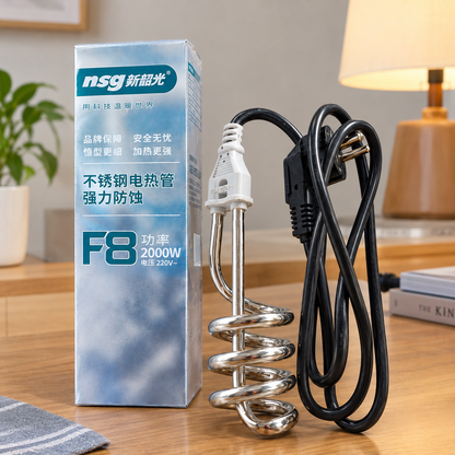 NSG F8 Immersion Water Heater Rod — 2000W Stainless Steel Spiral Coil