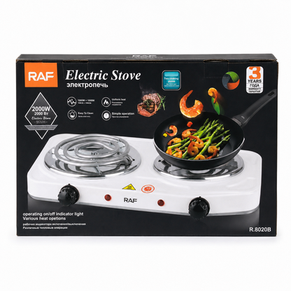 Double burner electric stove viewed from above