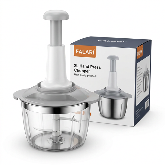 FALARI 2L hand press chopper with stainless steel bowl
