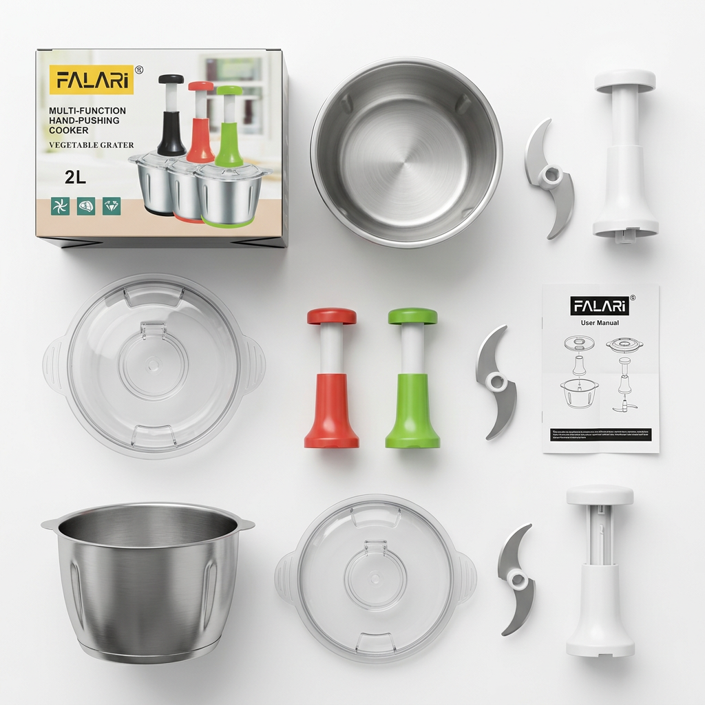 FALARI 2L chopper package contents flat lay