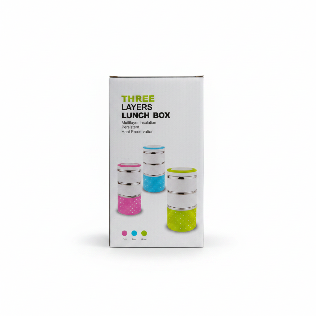 Three Layers Lunch Box – Retail Box Studio Shot